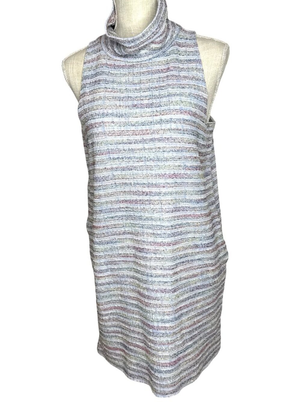 Anthropologie Akemi + Kin Sleeveless Turtleneck Multicolor Striped Mini Dress S